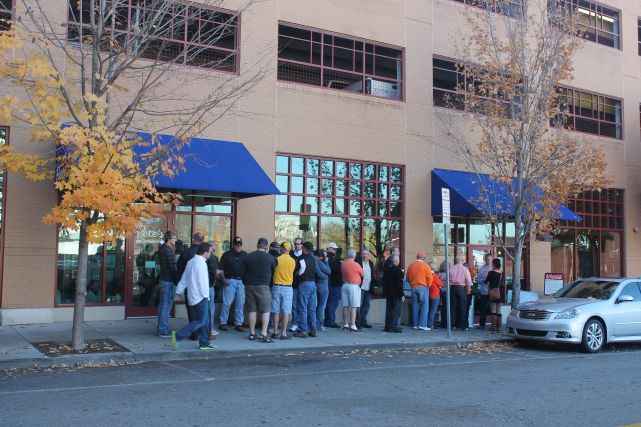Line Outside Pete's Coffee Shop, Knoxville, Fall 2012