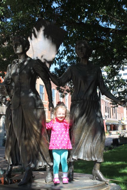 Urban Girl Stands with Suffragettes, Market Square, Knoxville, Fall 2012