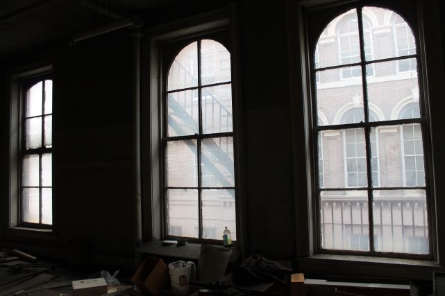 Windows on side of Tailor Lofts, Third Floor, Knoxville, December 2012