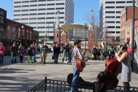 A Crowd Gathers for Alex Culbreth, Market Square, Knoxville, February 2013