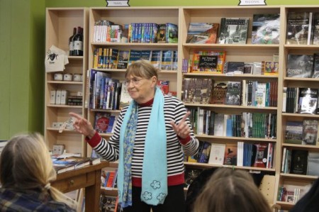 Carole Borges Leading a Sing-a-Long at Union Avenue Books, Knoxville, January 2013
