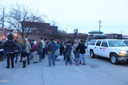 A Crowd Gathers for the CMT-Black Lillies Shoot, Old City, Knoxville, April 2013