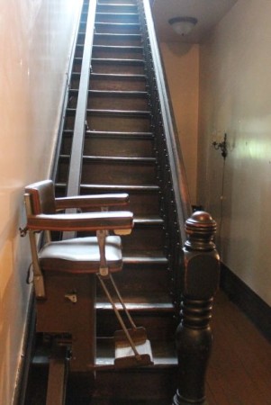 Chair Lift on Stairwell, Historic Westwood, 3425 Kingston Pike, Knoxville, April 2013