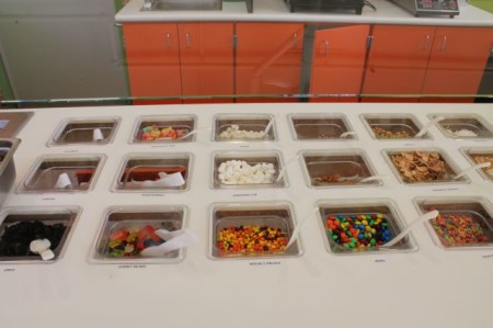 Half the toppings at Orange Leaf Frozen Yogurt, Market Square, Knoxville, March 2013