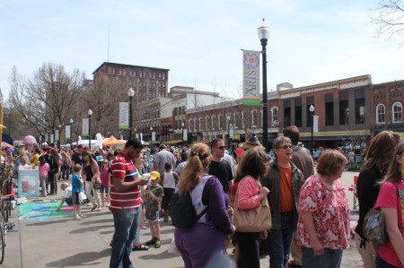 Crowds on Market Square, Knoxville, April 2013