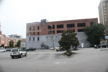 Parking Lot and Pryor Brown Garage from Gay Street, Knoxville, August 2013