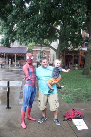 Spiderman Scares a Child, Market Square, Knoxville, Summer 2013