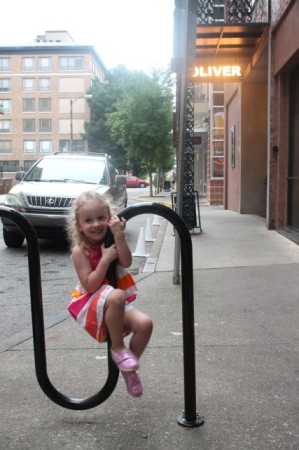 Urban Girl, Bike Rack, Union Avenue, Knoxville, Summer 2013
