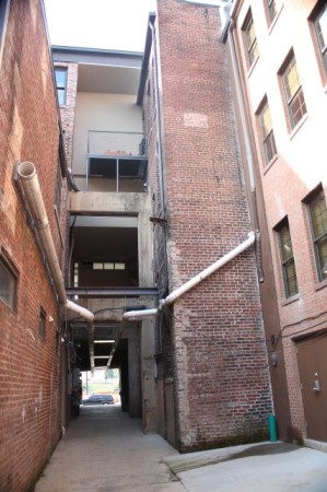 Alley Going Under the Armature Building and the Jackson Avenue Viaduct, Knoxville, September 2013