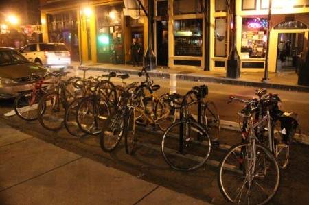 Bikes on Central in the Old City, Knoxville, September 2013