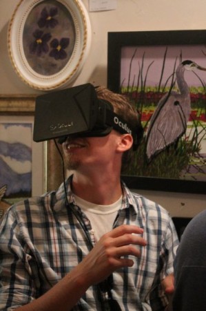 Oculus Wearing Fan enjoys Virtual Reality Tour of a Castle, Gallery Nuance, Knoxville, September 2013