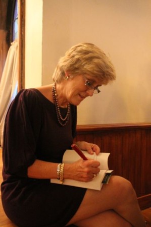Pamela Schoenewaldt at Book Launch for Swimming the Moon, Laurel Theater, Knoxville, September 2013