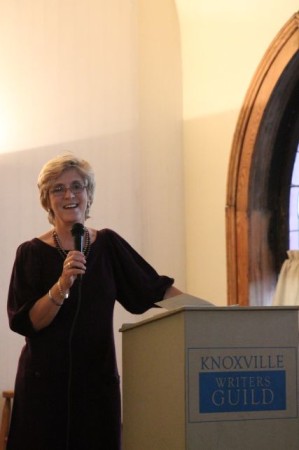 Pamela Schoenewaldt at Book Launch for Swimming the Moon, Laurel Theater, Knoxville, September 2013