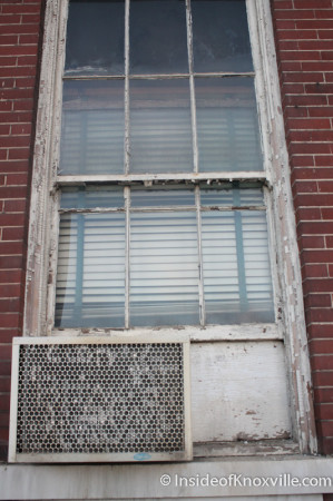 Windows in Poor Repair and Window-unit Air Conditioner, Knoxville High School, Fifth Avenue, Knoxville, October 2013