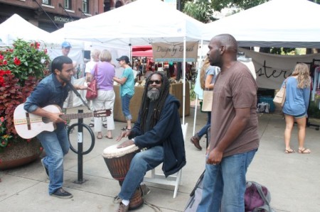 Interracial buskers at the Market Square Farmers' Market, September 2013