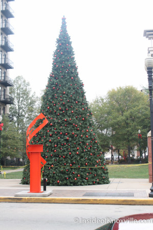 Christmas Tree and Sculpture on Krutch Park, Knoxville, November 2013