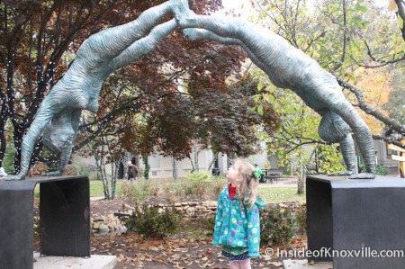 Urban Girl with Sculpture, Krutch Park, Knoxville, November 2013