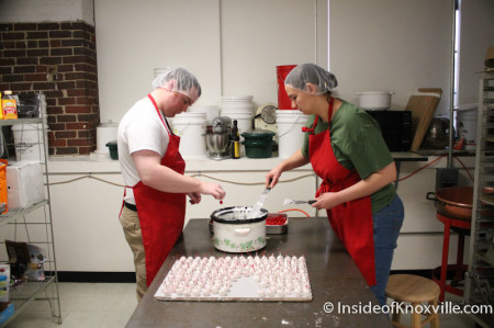 Ian and Gillie dipping cherries at Bradley's Chocolate Factory, Knoxville, January 2014