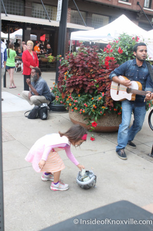 Girl Giving Tip to Buskers, Knoxville, Autumn 2013