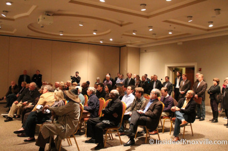 Crowd at the ETHC to hear of the Farragut Hotel Redevelopment, 530 S. Gay Street, Knoxville, February 2014