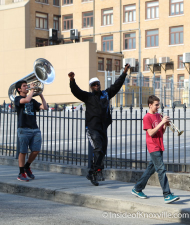 Spontaneous Marching Band, Walnut Street, Knoxville, March 2014