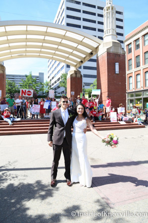 A Wedding on Market Square meets GMO Demonstration, Knoxville, May 2014