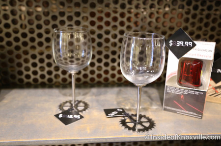 Wine Glasses for Gear Heads, Local Motors, 11 Market Square, Knoxville, June 2014
