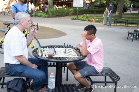 Richard playing Chess, Market Square, Knoxville, August 2014