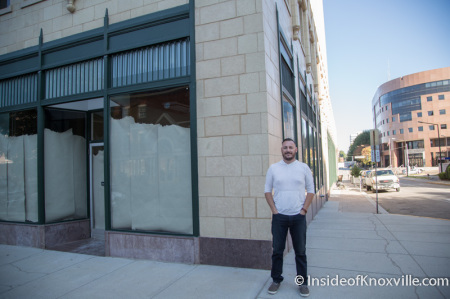 Brad Peer outside space for Flow a Brew Parlor, 706 Main Street, Knoxville, September 2014