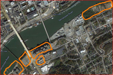 Aeral View of the South Waterfront Areas covered by Current Plan