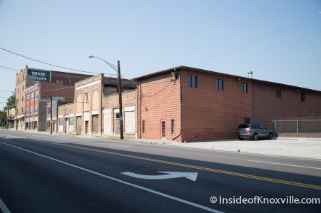 Sanitary Laundry Building and Neighboring Buildings, Broadway near Central, Knoxville, August 2014