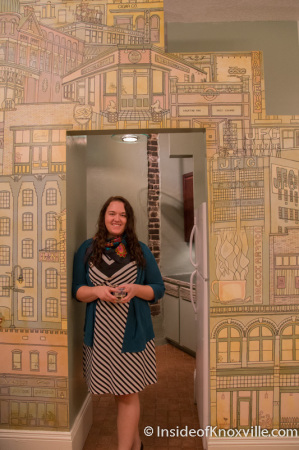 Hali Maltsberger with her art, Open House at 119 S. Central Street, Knoxville, November 2014