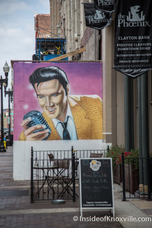 Elvis has watched over Gay Street - in color since the storm knocked down the first  structure.