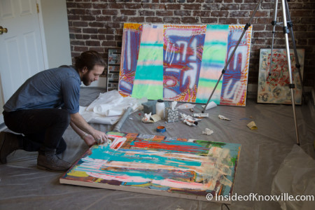 Zach Searcy at work, 317 N. Gay Street, Knoxville, January 2015