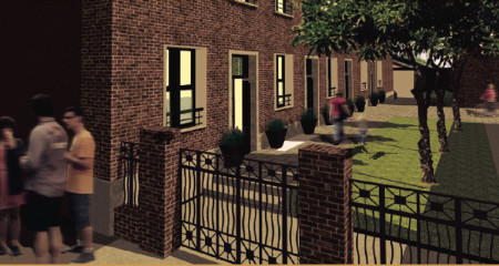 Artist Rendering of the Rear Courtyard at The Mews