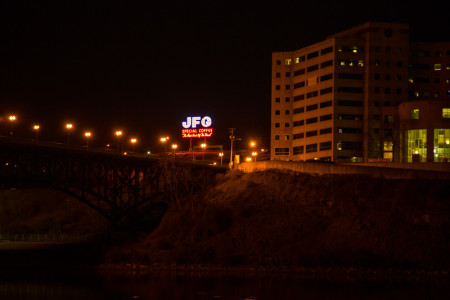 JFG Sign at Night, South Bank of the Tennessee River
