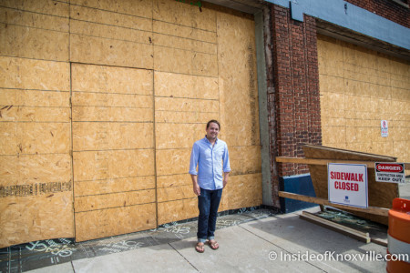 Thomas Boyd at the future home of the Old City Wine Bar, Knoxville, May 2015