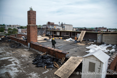 Work on the Roof at the John H. Daniel Bldg, 114-124 W. Jackson, Knoxville, May 2015