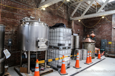 Brewing Equipment Moving into Place at Knox Whiskey Works, Jackson Ave, Knoxville, June 2015