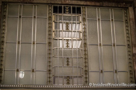 Window inside the Downtown Knoxville Post Office, 501 W. Main, Knoxville, June 2015