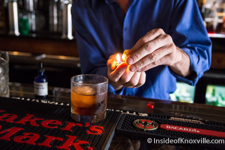 Chris Williams Mixing the Drinks, Armada, 116 S. Central Street, Knoxville, August 2015