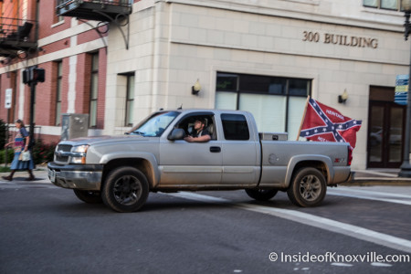 Rebel Flags Parade Through the City, Gay Street, Knoxville, July 2015