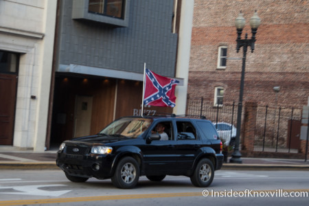 Rebel Flags Parade Through the City, Gay Street, Knoxville, July 2015