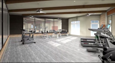 Rendering of Fitness Room, Marble Alley, Knoxville, August 2015