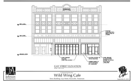 Kress Building, Wild Wing Cafe Plans, 417 S. Gay, Knoxville, September 2015