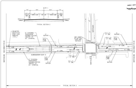 A sample section diagramming proposed changes in Broadway.
