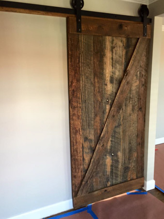 Barn Door Installed in Downtown Home by Smoky Mountain Vintage Lumber, Knoxville, December 2015