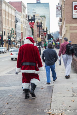Santa on Gay Street, Knoxville, December 2015