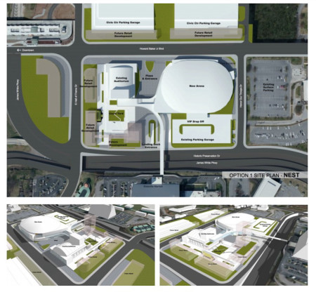 Proposed plan retaining the parking garage