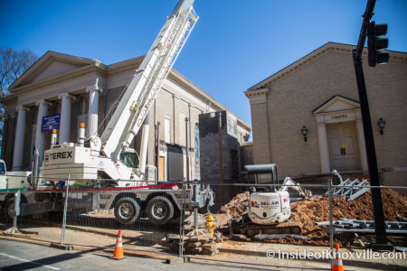 Construction at First Presbyterian Church, 620 State Street, Knoxville, February 2016